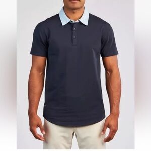 BYLT Drop Cut Lux Dotted Polo Golf Shirt Blue Mens Medium (1212)